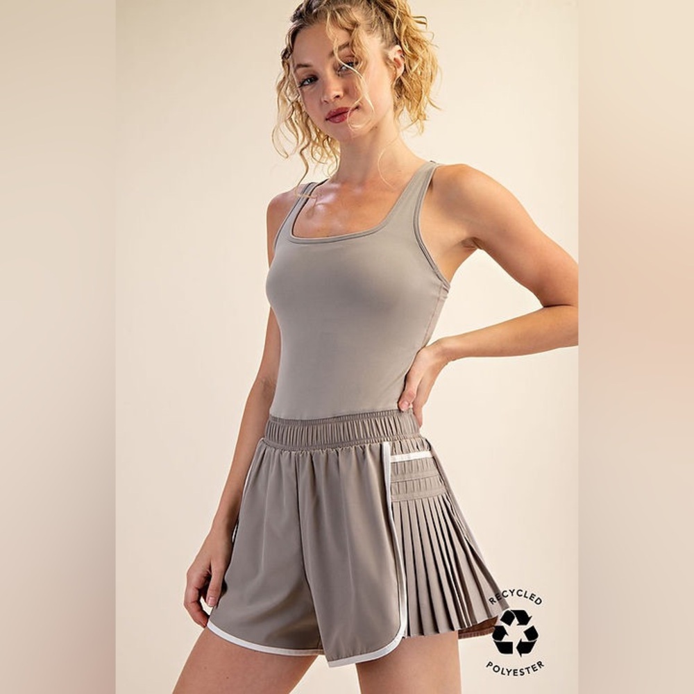Women’s Taupe Pleated Romper Jumpsuit